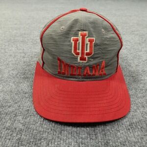 Vintage Indiana Hoosiers Hat Cap Snap Back Red Gray NCAA Basketball Mens 90s